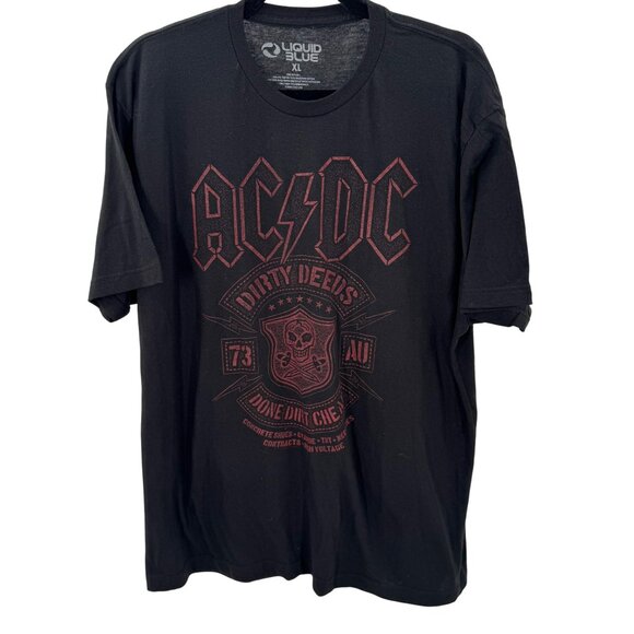 AC/DC Dirty Deeds Done Dirt Cheap Band T-Shirt Liquid Blue XL Black - Picture 1 of 3